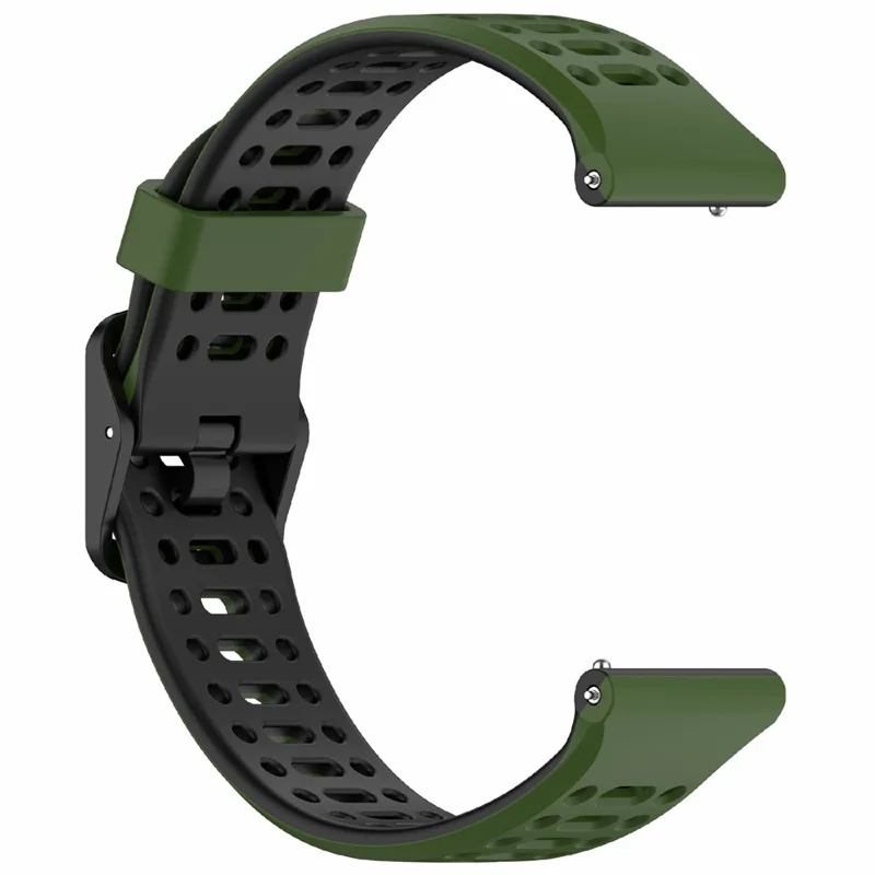 For Coros Pace 3  /  Apex 2 Pro  /  Apex Pro Silicone Watch Band Dual Color 22mm Watch Strap - Army Green  /  Black