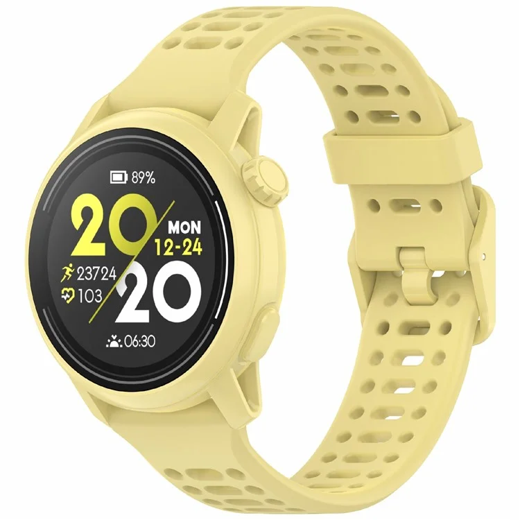 For Coros Pace 2  /  Apex 2  /  Apex 42mm Silicone Watch Band Solid Color 20mm Watch Strap - Yellow