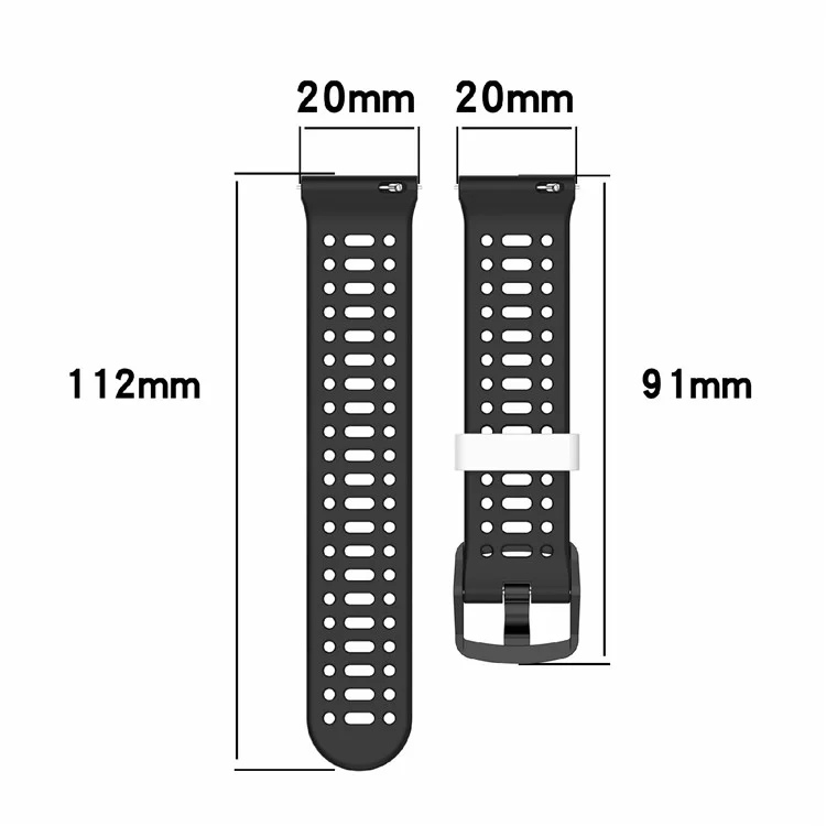 Para Coros Pace 2 / Apex 2 / Apex 42mm Correa de Reloj de Silicona de Doble Color de 20 mm - Blanco / Negro