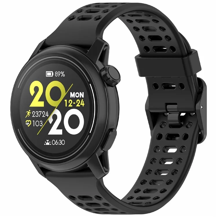 For Coros Pace 3 / Apex 2 Pro / Apex Pro Bands Solid Color 22mm Silicone Watch Strap - Black