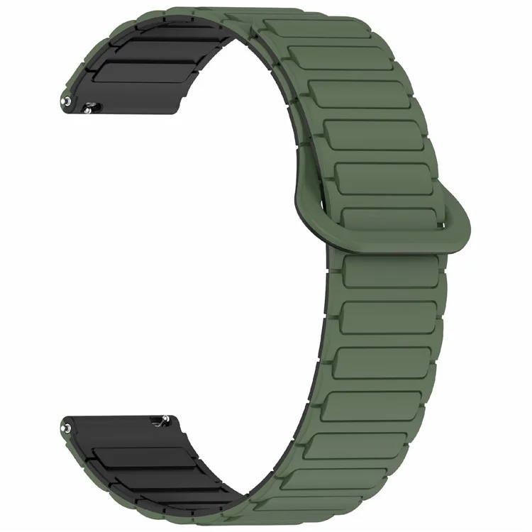 Para Huawei Watch GT 5 Pro 46mm / GT 5 46mm / Watch 4 / Samsung Galaxy Watch3 45mm Silicone Band 22mm Magnetic Watch Strap - Army Green / Black