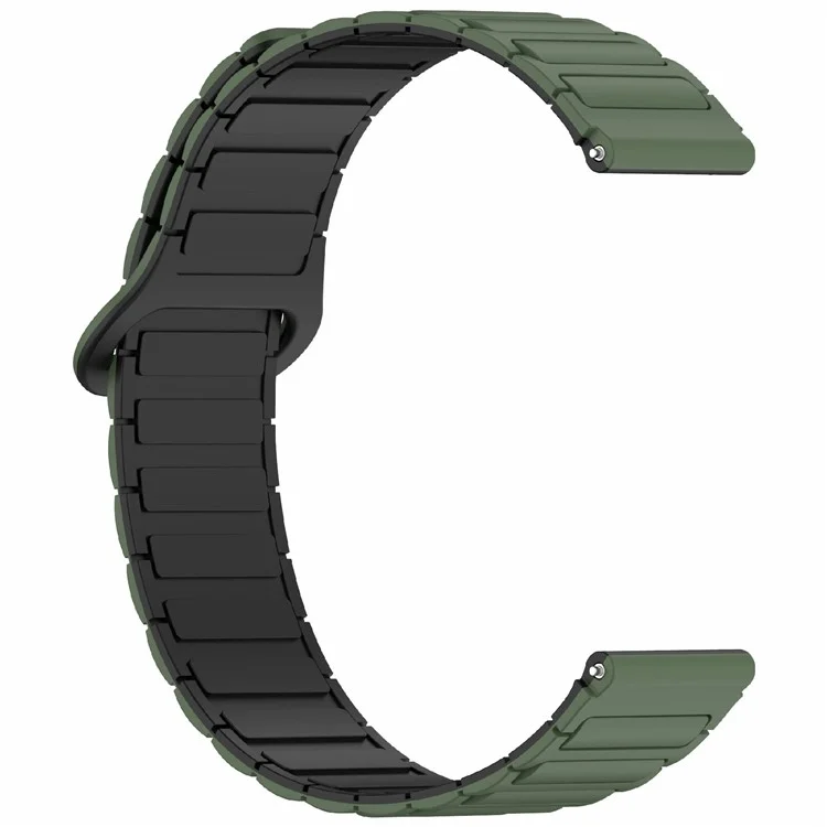 Para Huawei Watch GT 5 Pro 46mm / GT 5 46mm / Watch 4 / Samsung Galaxy Watch3 45mm Silicone Band 22mm Magnetic Watch Strap - Army Green / Black