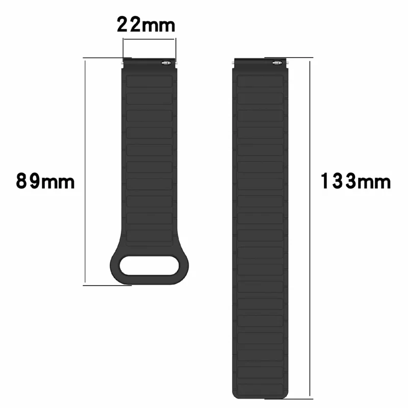 For Huawei Watch GT 5 Pro 46mm / GT 5 46mm / Watch 4 / Samsung Galaxy Watch3 45mm Silicone Band 22mm Magnetic Watch Strap - Black