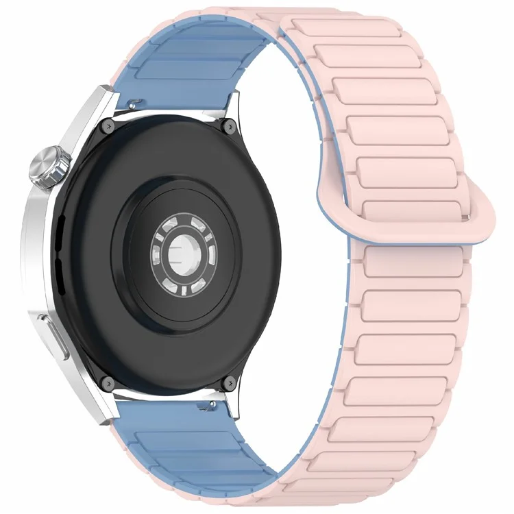For Huawei Watch GT 5 Pro 42mm / GT 5 41mm / GT 4 41mm / Garmin Venu 3S / Forerunner 265S Silicone Band 18mm Magnetic Watch Strap - Pink / Blue