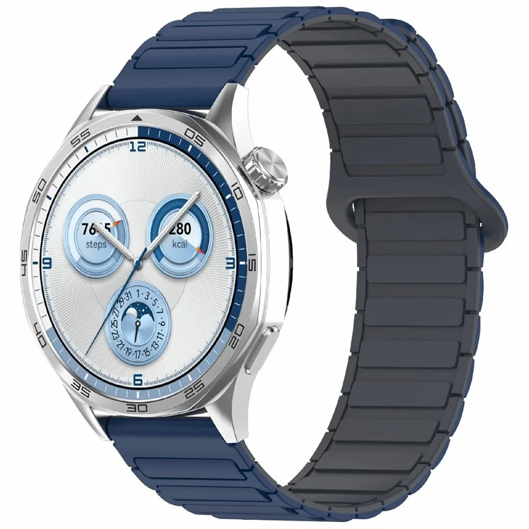 For Huawei Watch GT 5 Pro 42mm / GT 5 41mm / GT 4 41mm / Garmin Venu 3S / Forerunner 265S Silicone Band 18mm Magnetic Watch Strap - Midnight Blue / Grey