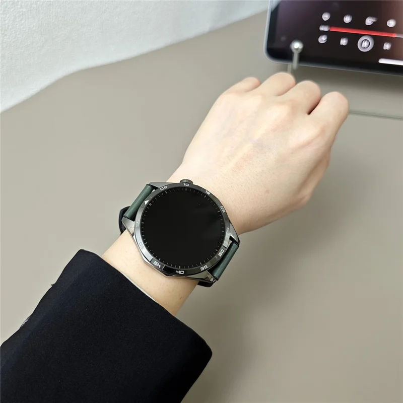 For Huawei Watch GT 5 Pro 42mm / GT 5 41mm Universal 18mm Genuine Cowhide Leather Watch Strap - Green