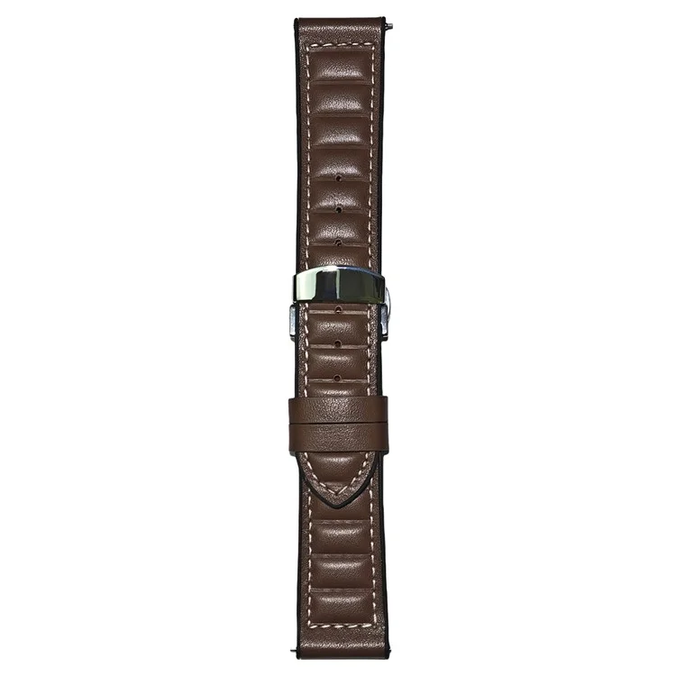 For Huawei Watch GT 5 Pro 42mm / GT 5 41mm Universal 18mm Genuine Cowhide Leather Watch Strap - Dark Coffee