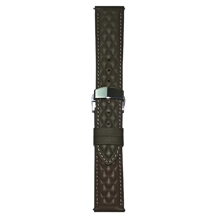 Für Samsung Galaxy Watch7 44mm 40 mm / Sehen Sie fe 40mm Universal 20mm Rhombus Textur Echtes Kuhläden -leder -uhrengurt - Bräunen