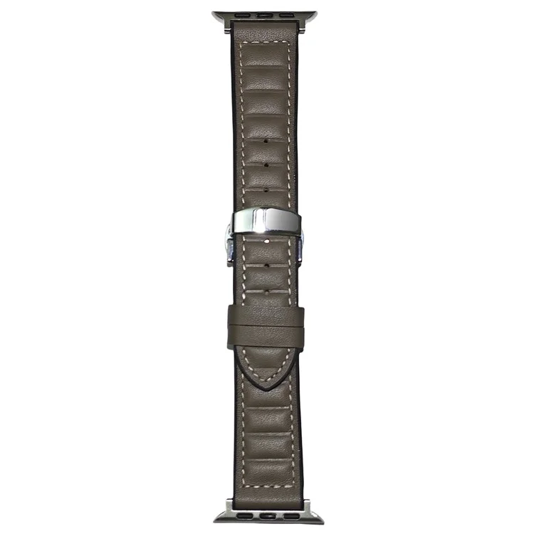 Echtes Rindsleder-Armband für Apple Watch Series 10 46mm / Ultra 2 / Ultra 49mm / 9 8 7 45mm / SE (2023) SE (2022) SE 6 5 4 44mm / 3 2 1 42mm - Tan