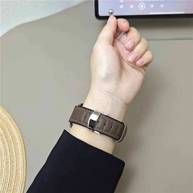 Echtes Rindsleder-Armband für Apple Watch Series 10 46mm / Ultra 2 / Ultra 49mm / 9 8 7 45mm / SE (2023) SE (2022) SE 6 5 4 44mm / 3 2 1 42mm - Tan