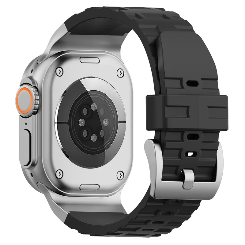 Liquid Silicone Strap for Apple Watch Series 10 46mm / Ultra 2 / Ultra 49mm / 9 8 7 45mm / SE (2023) SE (2022) SE 6 5 4 44mm / 3 2 1 42mm - Black