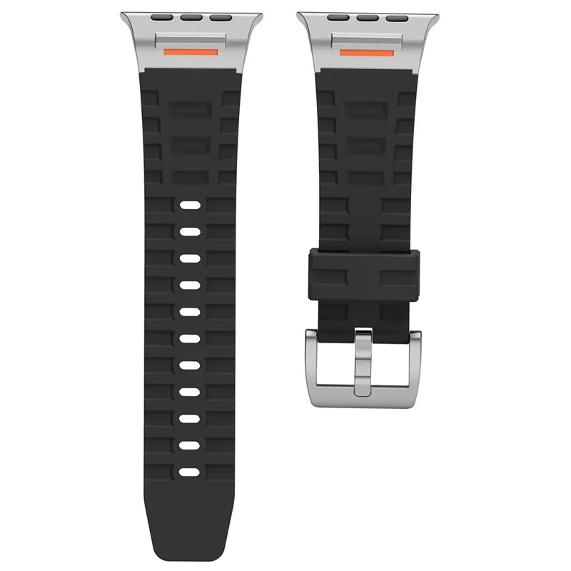 Liquid Silicone Strap for Apple Watch Series 10 46mm / Ultra 2 / Ultra 49mm / 9 8 7 45mm / SE (2023) SE (2022) SE 6 5 4 44mm / 3 2 1 42mm - Black