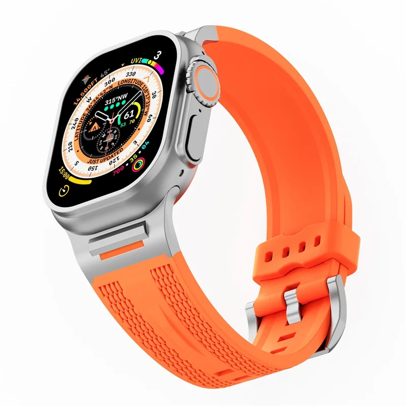 Sports Liquid Silicone Strap for Apple Watch Series 10 46mm / Ultra 2 / Ultra 49mm / 9 8 7 45mm / SE (2023) SE (2022) SE 6 5 4 44mm / 3 2 1 42mm - Orange
