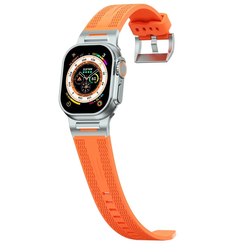 Sports Liquid Silicone Strap for Apple Watch Series 10 46mm / Ultra 2 / Ultra 49mm / 9 8 7 45mm / SE (2023) SE (2022) SE 6 5 4 44mm / 3 2 1 42mm - Orange
