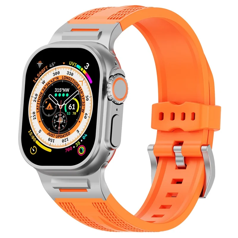 Sports Liquid Silicone Strap for Apple Watch Series 10 46mm / Ultra 2 / Ultra 49mm / 9 8 7 45mm / SE (2023) SE (2022) SE 6 5 4 44mm / 3 2 1 42mm - Orange