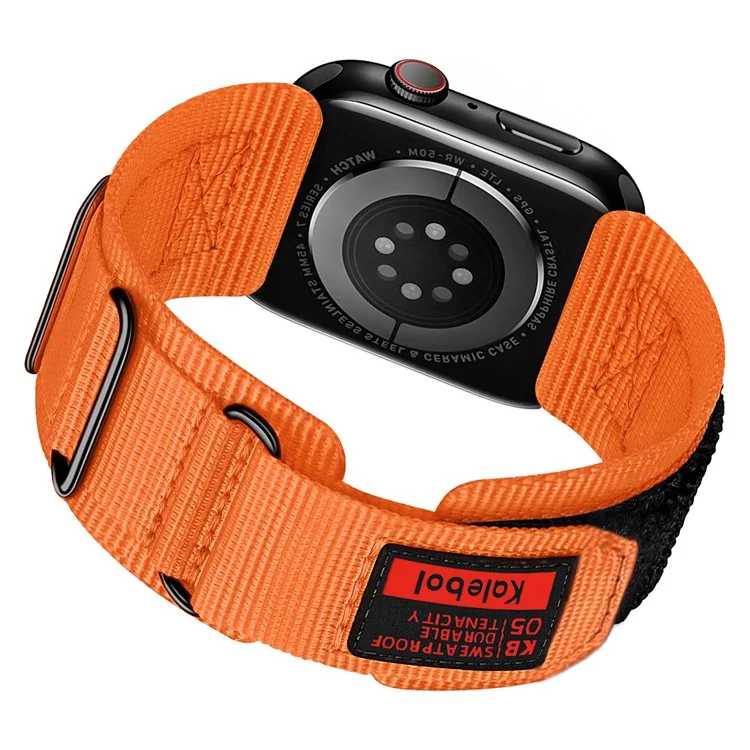 KALEBOL 3-Ring-Nylonband für Apple Watch Series 10 42mm / 9 8 7 41mm / SE (2023) SE (2022) SE 6 5 4 40mm / 3 2 1 38mm - Orange