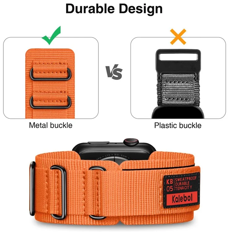KALEBOL Für Huawei Watch GT 3 42mm / GT 3 Pro 43mm 3-Ring Nylon-Armband Universal 20mm Uhrenarmband - Orange