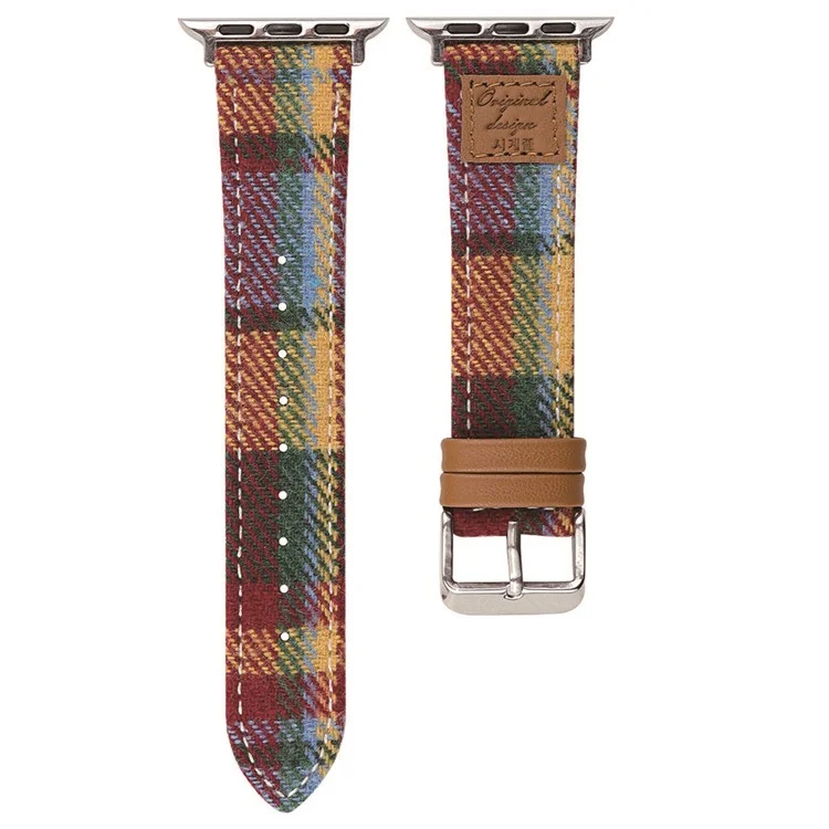 Correa de lana y cuero para Apple Watch Series 10 42mm / 9 8 7 41mm / SE (2023) SE (2022) SE 6 5 4 40mm / 3 2 1 38mm - Multicolor