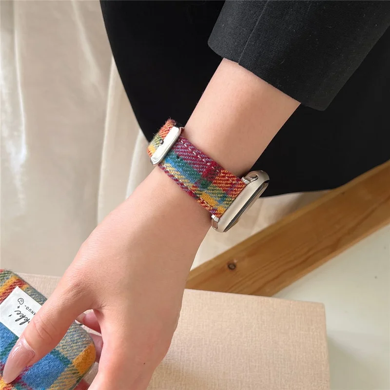 Correa de lana y cuero para Apple Watch Series 10 42mm / 9 8 7 41mm / SE (2023) SE (2022) SE 6 5 4 40mm / 3 2 1 38mm - Multicolor