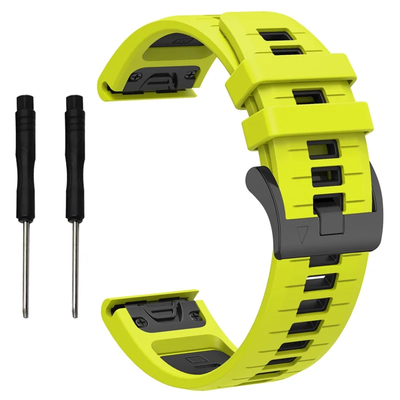 For Garmin Fenix 8 47mm  /  Fenix E 47mm  /  Fenix 7 Quick Release Watch Band Dual Color 22mm Silicone Wrist Strap - Green  /  Black