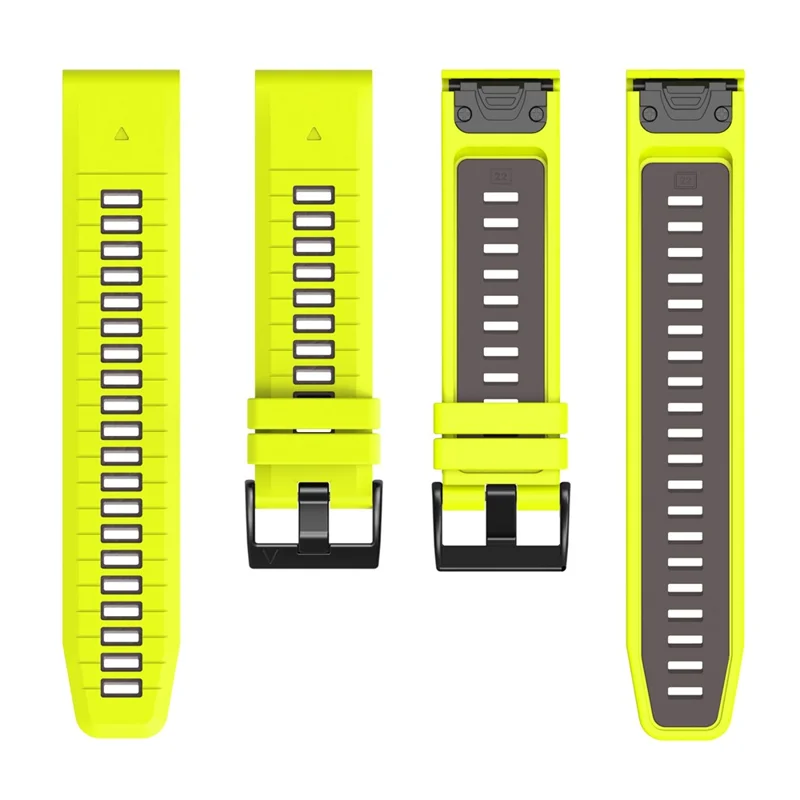 For Garmin Fenix 8 47mm  /  Fenix E 47mm  /  Fenix 7 Quick Release Watch Band Dual Color 22mm Silicone Wrist Strap - Green  /  Black