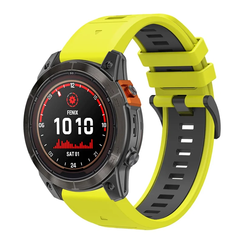 For Garmin Fenix 8 47mm  /  Fenix E 47mm  /  Fenix 7 Quick Release Watch Band Dual Color 22mm Silicone Wrist Strap - Green  /  Black