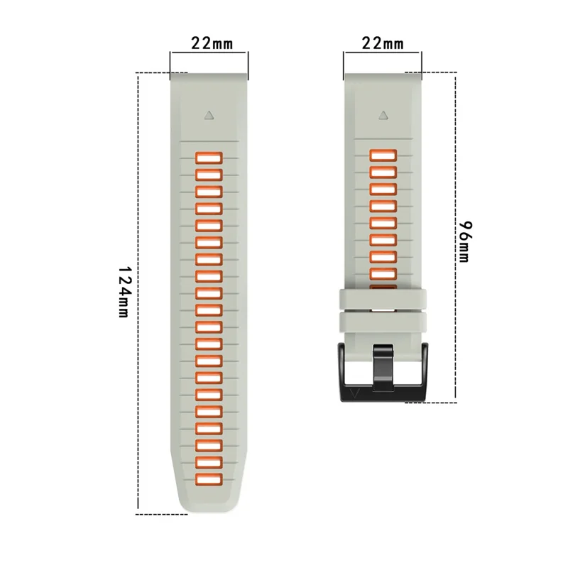 For Garmin Fenix 8 47mm  /  Fenix E 47mm  /  Fenix 7 Quick Release Watch Band Dual Color 22mm Silicone Wrist Strap - Green  /  Black