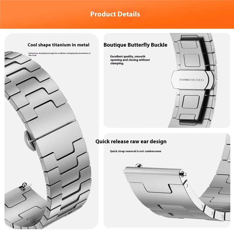 Titanium Alloy Strap for Huawei Watch GT 5 Pro / GT 5 / GT 4 46mm Universal 22mm Metal Watchband - Black
