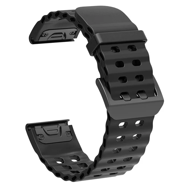 Bracelet Silicone 26mm pour Garmin Fenix 8 51mm / Enduro 3 / Instinct 2X Multiples Trous - Noir