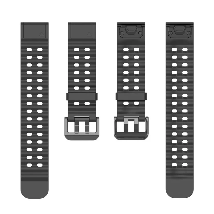 Bracelet Silicone 26mm pour Garmin Fenix 8 51mm / Enduro 3 / Instinct 2X Multiples Trous - Noir