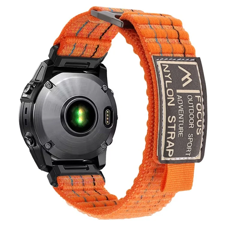 For Garmin Fenix 8 47mm / Fenix E 47mm Magic Tape Nylon Strap Universal 22mm Watch Band - Orange