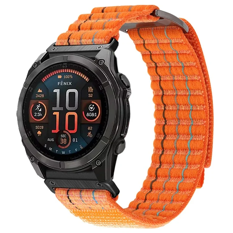 Bracelet de montre 26mm pour Garmin Fenix 8 51mm / Enduro 3 / Enduro 2 Sangle en nylon à bande magique - Orange