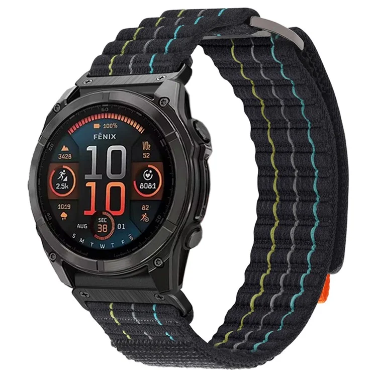 26mm Watch Band for Garmin Fenix 8 51mm / Enduro 3 / Enduro 2 Magic Tape Nylon Strap - Black