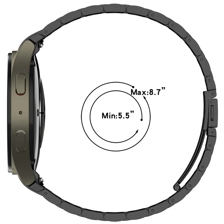 Watch Band for Samsung Galaxy Watch7  /  Watch6  /  Watch5  /  Watch4  /  Watch FE Stainless Steel Watch Strap with Removal Tool - Black