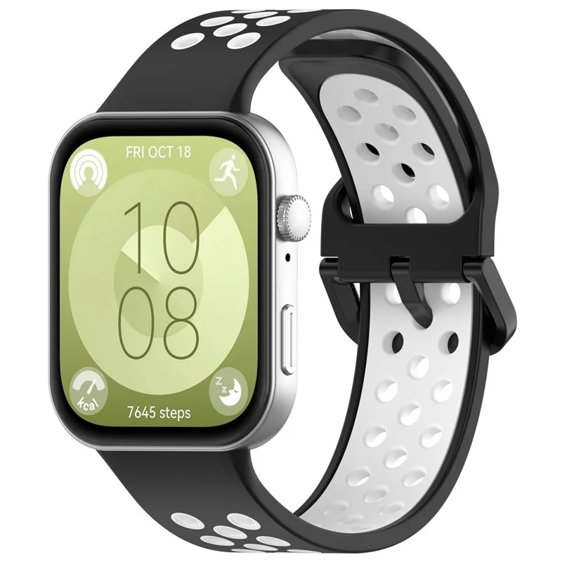 For Huawei Watch Fit 3 Silicone Watch Band Dual Color Adjustable Watch Strap - Black White