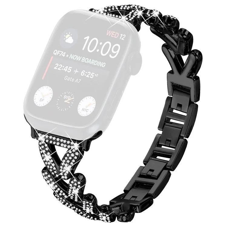 Cinturino per orologio intrecciato in lega di zinco per Apple Watch 10 42mm / 9 8 7 41mm / SE (2023) / (2022) / (2020) 6 5 4 40mm / 3 2 1 38mm - Nero