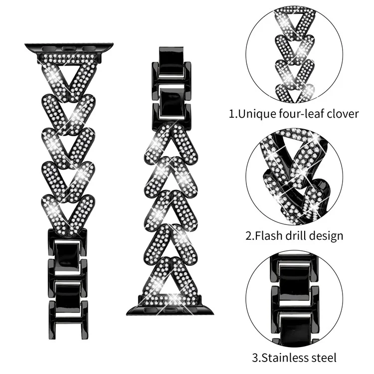Cinturino per orologio intrecciato in lega di zinco per Apple Watch 10 42mm / 9 8 7 41mm / SE (2023) / (2022) / (2020) 6 5 4 40mm / 3 2 1 38mm - Nero
