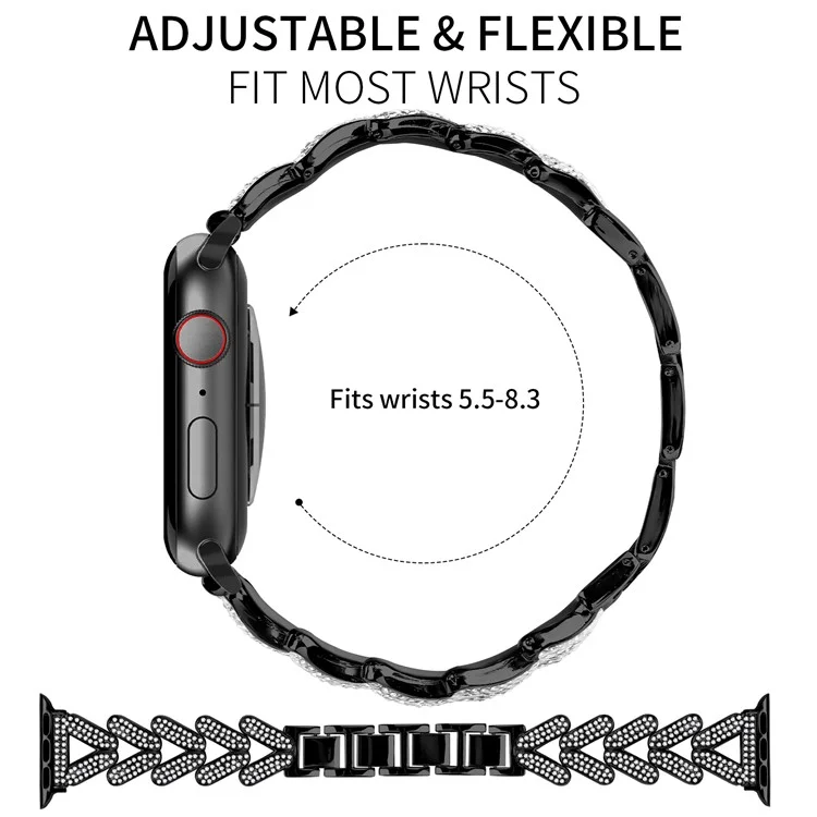 Cinturino per orologio intrecciato in lega di zinco per Apple Watch 10 42mm / 9 8 7 41mm / SE (2023) / (2022) / (2020) 6 5 4 40mm / 3 2 1 38mm - Nero