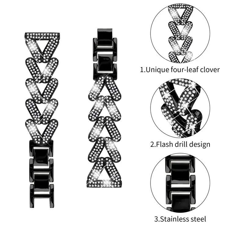 Zinc Alloy Twisted Watch Band Rhinestone Decor for Samsung Gear Sport  /  Gear S2 Classic Watch Strap Replacement - Black