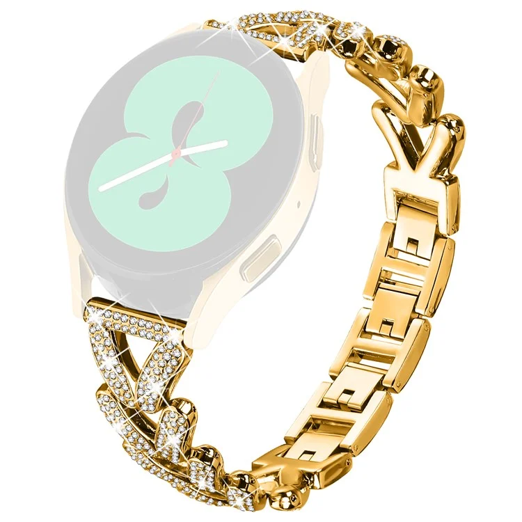 Zinklegierung verdrehtes Uhrenarmband Strass Dekor für Samsung Galaxy Watch4 Classic 42mm / 46mm Uhrenarmbandersatz - Gold