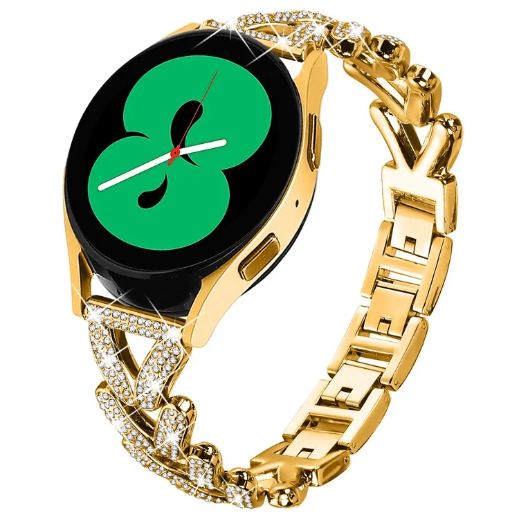 Zinklegierung verdrehtes Uhrenarmband Strass Dekor für Samsung Galaxy Watch4 Classic 42mm / 46mm Uhrenarmbandersatz - Gold