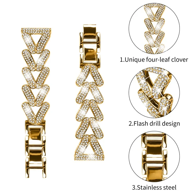 Zinklegierung verdrehtes Uhrenarmband Strass Dekor für Samsung Galaxy Watch4 Classic 42mm / 46mm Uhrenarmbandersatz - Gold