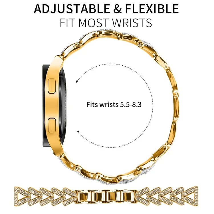 Zinklegierung verdrehtes Uhrenarmband Strass Dekor für Samsung Galaxy Watch4 Classic 42mm / 46mm Uhrenarmbandersatz - Gold