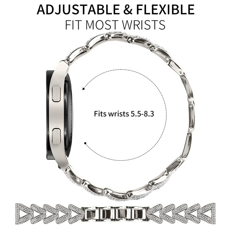 Zinc Alloy Twisted Watch Band Rhinestone Decor for Samsung Galaxy Watch Active2 44mm  /  40mm Watch Strap Replacement - Starlight