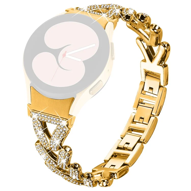 Zinklegierung Uhrenarmband Rhinstone-Dekor mit Anschluss für Samsung Galaxy Watch 7 44mm / 40mm Twisted Watch Strap - Gold