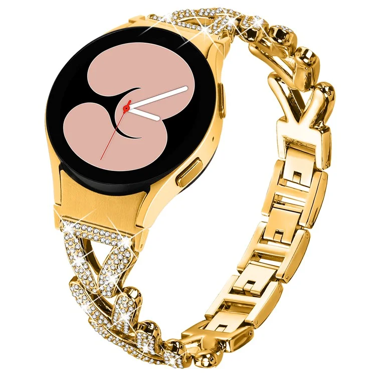 Zinklegierung Uhrenarmband Rhinstone-Dekor mit Anschluss für Samsung Galaxy Watch 7 44mm / 40mm Twisted Watch Strap - Gold