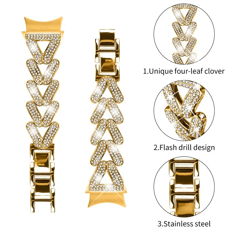 Zinklegierung Uhrenarmband Rhinstone-Dekor mit Anschluss für Samsung Galaxy Watch 7 44mm / 40mm Twisted Watch Strap - Gold