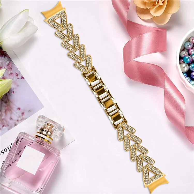 Zinklegierung Uhrenarmband Rhinstone-Dekor mit Anschluss für Samsung Galaxy Watch 7 44mm / 40mm Twisted Watch Strap - Gold