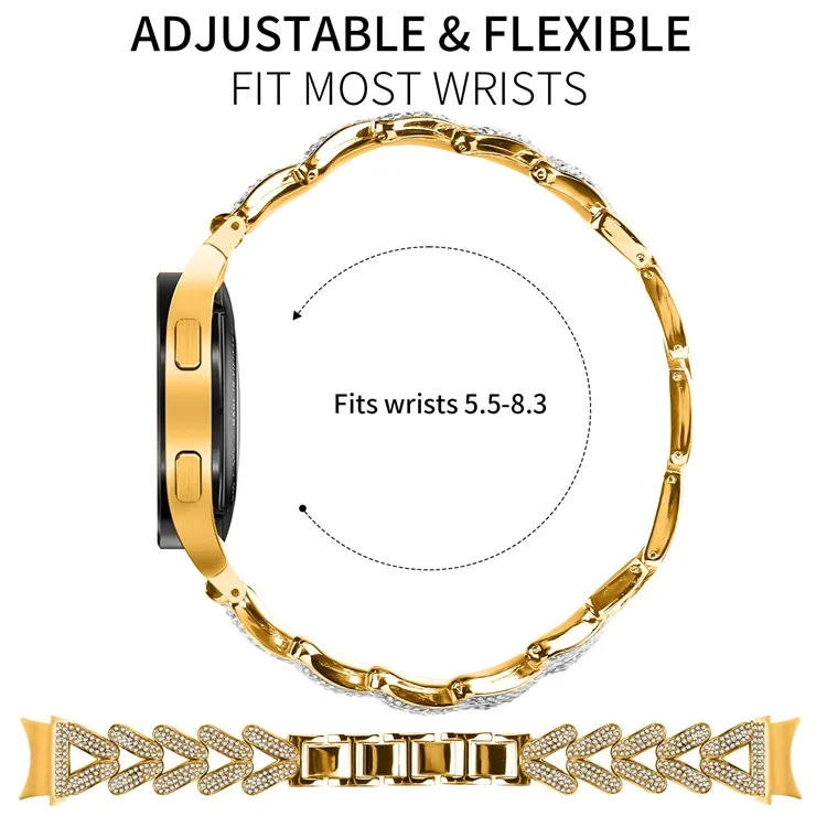 Zinklegierung Uhrenarmband Rhinstone-Dekor mit Anschluss für Samsung Galaxy Watch 7 44mm / 40mm Twisted Watch Strap - Gold