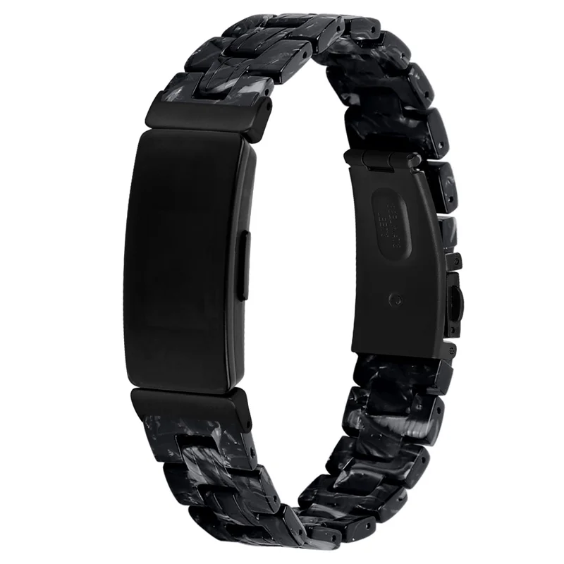 Para Fitbit Inspire 2 14mm Resin Watch Band Replace Strap - Black Mix
